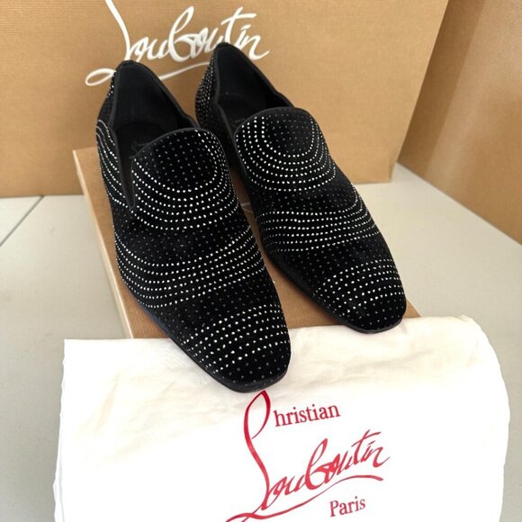 Christian Louboutin Dandy Chick Orlato Flat VelvetLoafer Shoe with Crystal Inlay - Picture 7 of 16